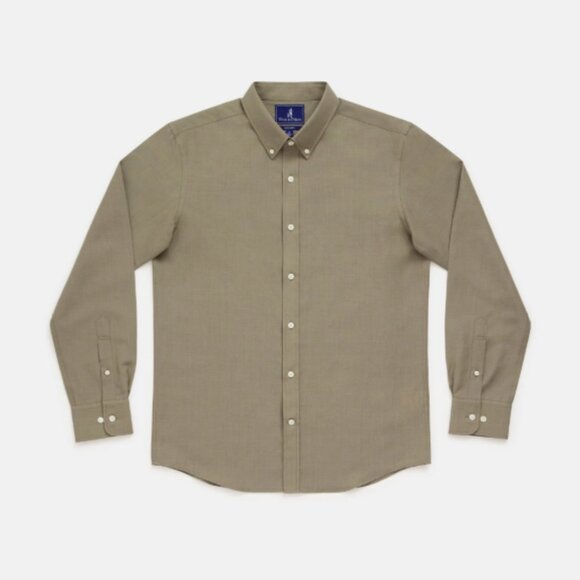 Wool & Prince Wool Linen Button-Down Shirt Sage Green Slim Fit Medium NWOT Men's - Picture 1 of 9